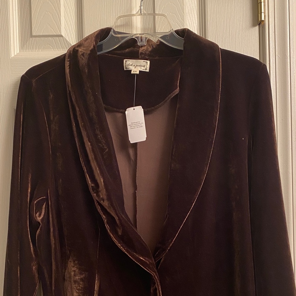 Cloth & Portrait Velvet Blazer in Rich Brown - Picture 5 of 5
